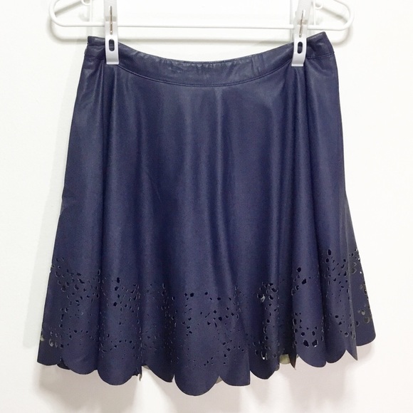 Sugarlips Dresses & Skirts - Sugar Lips Blue Faux Leather Lasercut Skirt